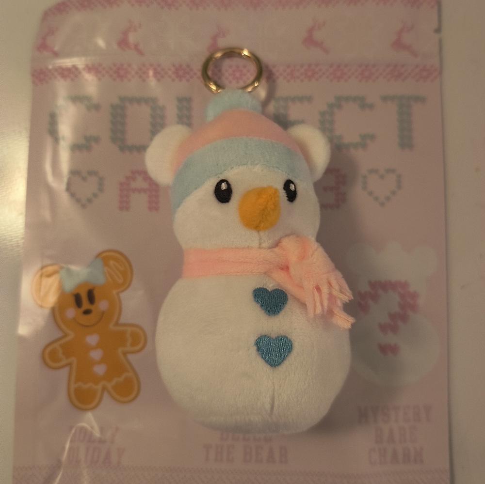 Belle& Park Cute Mickey Ears Snowman Plush Keychain